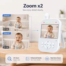 New 2.8 Inch Video Baby Monitor, Indoor Wireless Surveillance Camera, VOX Mode, Three-Color Ambient Light, Infrared Night Vision, Two-Way Talk, Lullaby Monitor - White - View 7