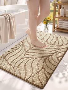 DAJIANG 1pc Vintage Coffee Palm Leaf Pattern Bathroom Rug, TPR Backing Non-Slip, Suitable For Kitchen, Outdoor, Indoor, Hallway, Bedroom, Living Room, Bedside Carpet, Machine Washable Easy To Clean, Bedroom Bathroom Decor Rug - Multicolor - View 4
