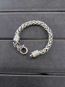 1pc Fashion Zinc Alloy Buckle Design Chain Bracelet For Women For Daily Decoration - Antique Silver - View 6