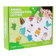 Danish Minimalist Playful Animal Cartoon Print Asymmetrical 3D Letter Blocks, Fully Rounded Polished Connectable Transformable 26 English Alphabet Early Learning Toy, Creative Assembly Letter Blocks For Home Parent-Child Education, Kindergarten Classroom Teaching Aid, Baby 1st Birthday And Children's Day Gift - Multicolor - View 7