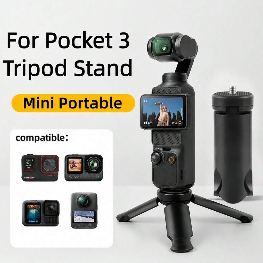 حامل ثلاثي صغير قابل للطي مع برغي 1/4 بوصة، حامل مكتبي محمول متوافق مع كاميرات Pocket 40/Pocket 3 و Osmo Action 5 Pro/4 والهواتف الذكية وكاميرات الويب وأضواء LED، مناسب لتصوير الفلوج والسفر - مشاهدة 1