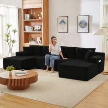 Modular U Shape Sofa - Black 6 Seat - Black 6 Seat - View 5