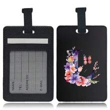 PU Leather Suitcase Tag With Hidden Card Slot Detachable Quick Release Strap Anti Scratch Wearproof Portable For Business Travel Overseas Trip Student Bag And All Luggage Sizes Initial Name Butterfly Letter 26 Letters Pattern - Black 1pc - View 15