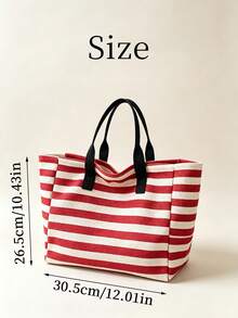 Customized Text Large Capacity Striped Beach Tote Bag & Cosmetic Bag Set - Personalized Canvas Shoulder Bag. Travel Bag Friendly Shopping Bag. - Multicolor - View 7