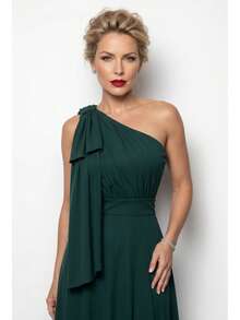 Long Dress For Bridesmaid Wedding Graduation Light Party - Dark Green - View 7