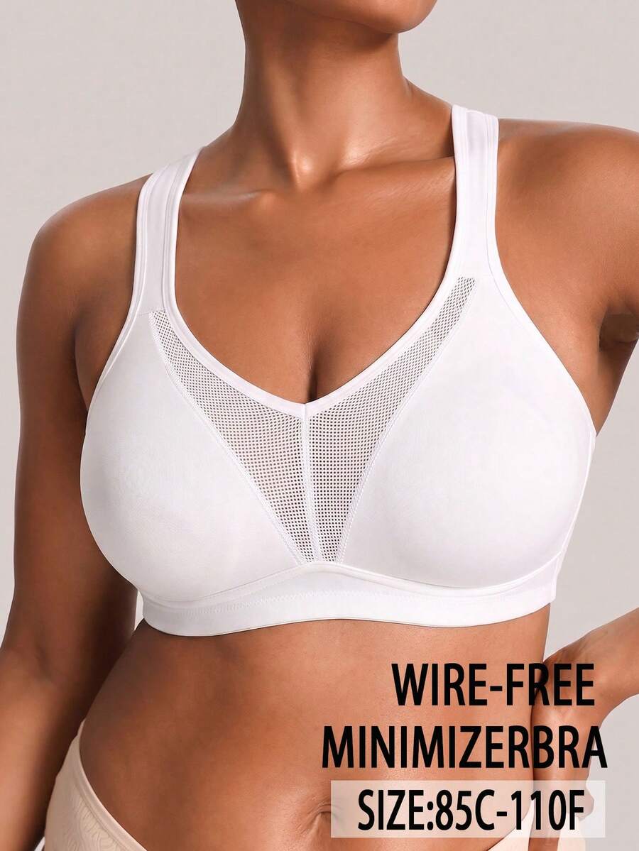 1pc Casual Comfortable Minimalist Plus Size Women's Bra, Wire-Free Lift Soft Comfortable Underwear - White - View 1