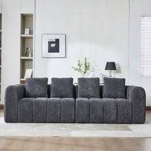 أريكة زاوية معيارية من قطعتين (رمادي داكن، 260x94.5x80 سم)، رغوة عالية الكثافة، تجميع بدون أدوات، قماش مخملي مع مساند ذراعين، أريكة ذات مقعد عميق - رمادي غامق - مشاهدة 4