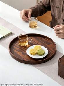 1pc Camel Color Natural Solid Wood Round Multi-Size Rotating Slouchy Susan Tray, Coffee Tea Spice Storage, Refrigerator Organizer, Kitchen Tableware Display, Steak Sushi Board, Summer Holiday BBQ Picnic Graduation, Back To School Essential, Random Color - View 8