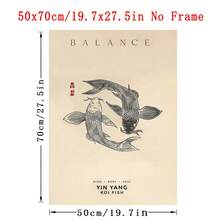 1pc Koi Fish Print, Yin Yang Poster Aesthetic Vintage Wall Art, Black And White Japanese Art Print, Red Cream Koi In Water Japanese Art Print, Minimalist Inspired Poster, Mindfulness Wall Decor, Christmas Decorative Wall Art, Framed/Unframed - 1pc - View 12