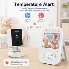 New 2.8 Inch Video Baby Monitor, Indoor Wireless Surveillance Camera, VOX Mode, Three-Color Ambient Light, Infrared Night Vision, Two-Way Talk, Lullaby Monitor - White - View 4
