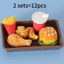 6pcs Cute Mini Fried Food Ornaments, Includes French Fries, Burger, Drink, Chicken Drumstick And Chicken Wing, Miniature Food Props, DIY Micro Landscape Decoration, Kitchen Decoration, Dollhouse Decoration, Photography Props - Multicolor - View 13