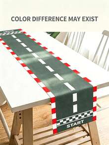 1pc Racing Track Table Runner & Game Mat, Polyester Material, Black And White Checkered Starting Line Pattern, Suitable For Birthday Party, Dining Table, Game Room And Indoor/Outdoor Home Decor, Multiple Sizes Available, Room Decor, Autumn Home Decor - Multicolor - View 4