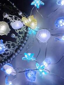 Lampu Hias LED Bertema Laut Sepanjang 3,30m, Menampilkan Makhluk Laut Lucu Seperti Kuda Laut, Penyu Laut, dan Kerang. Cocok untuk Dekorasi Pernikahan di Dalam dan Luar Ruangan, Dekorasi Rumah, Dekorasi Kamar, dan Dekorasi Dinding. - Beraneka warna - View 2