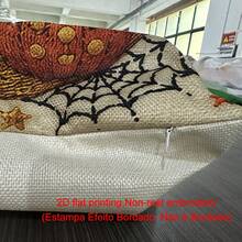 4Pcs 45x45cm Halloween Throw Pillowcase Set, Cartoon Black Cats Spooky Ghost Crow Pumpkin Printed Cushion Cover, 2D Flat Printing, Non-Real 3D Embroidery, Halloween Party Decor, For Sofa Living Room Haunted House Bar Holiday Decor, No Pillow Core - Multicolor - View 2