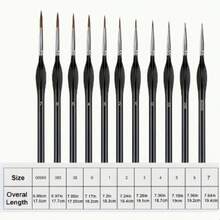 1 Set 11pcs Mini Detail Paint Brush Set, Fine Tip, Suitable For Miniature Painting, Acrylic, Watercolor, Oil Painting, Model Craft And Line Drawing - Universal Credit - View 3