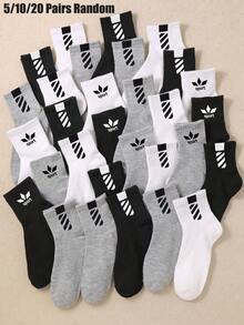 5/10/20 Pairs Kids Twill Street Style Socks, Back To School Season, Autumn, Short Socks, Girls Socks, Boys Socks, First Day Of School - Multicolor - View 2