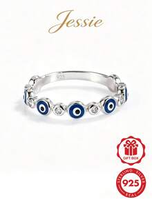 Jessie Jewelry 1 buah Cincin Perak Sterling 925 Fashion dengan Desain Mata Jahat, Aksesori Perhiasan Berkualitas Tinggi - Perak - View 1