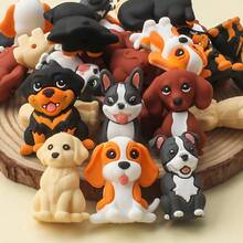 25/32PCS New 3D Puppy Companion Series Silicone Beads Set, Black White Orange Puppy Design, Paired With 15mm Printed Beads And Solid Color Beads, Adult DIY Accessories, Suitable For DIY Beaded Pens, Earrings, Etc., Perfect As Holiday Birthday Gift Beads & Bead Assortments - Dog Companion Series - View 7