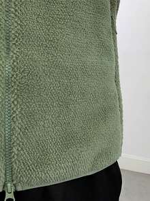 Women's Outdoor Fleece Vest, Lightweight Fleece Vest, Autumn/Winter Soft Fleece Sleeveless Hooded Jacket - Green - View 3