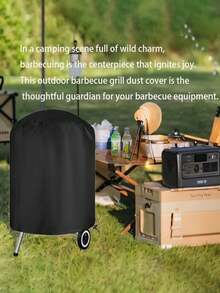 1pc Round BBQ Grill Cover, Furniture Protection Cover, Oxford Fabric, Polyester, Dustproof, Waterproof, Rust-Resistant, Sun-Resistant - View 8