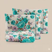 Single Sheet Set With 2 Pieces Printed Cotton Fabric With Elastic All Around And Pillowcase In Matchstick Stitch - Hijau - View 2