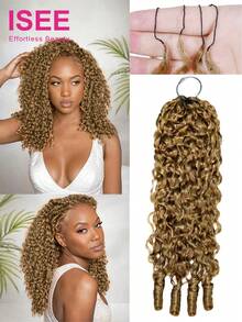 ISEE New In Honey Blonde Color Burmese Curly Crochet Human Hair For Knots Plush Texture Time-Saving Wear 16-24 Inch Use For Beginners - S27 - View 2