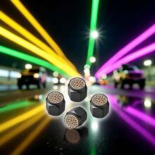 Tire Stem Caps Cover,4 Pcs Metal Black Cap, Aluminum Car Wheel Stem Caps,Universal Stem Covers,Trucks,Bikes,Bicycles, Motorcycles,Corrosion Resistant (Leopard) - Leopard - View 4