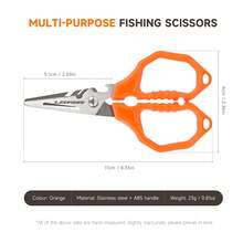LEOFISHING Multifunction Fishing Scissors For Braided Line Mono Fluorocarbon Wire Lines,Non-Slip Grip Fishing Shears Enlarged Finger Holes With Bottle Opener - Orange - View 2