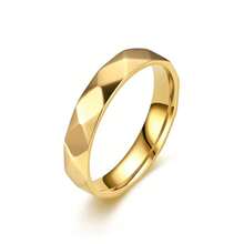 Minimalist Multi-Faceted Rhombus Polished Titanium Steel Ring, Gold And Silver Dual Color Options, 3D Cut Refractive Delicate Luster, Waterproof Hypoallergenic Non-Oxidizing Non-Fading, Plain Band Versatile For Commuting, Suitable As Couple Rings, Daily Stacking Rings, Simple Elegant Gift Accessory - Multicolor - View 7
