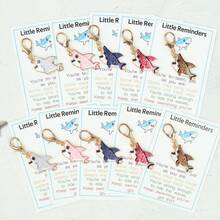 5 piezas/10 piezas Llavero de tiburón azul de aleación de moda con tarjeta de recordatorio de tiburón alentadora, diseño minimalista de océano, colgante de decoración para mochila, regalo para fiesta - Multicolor - Ver 7