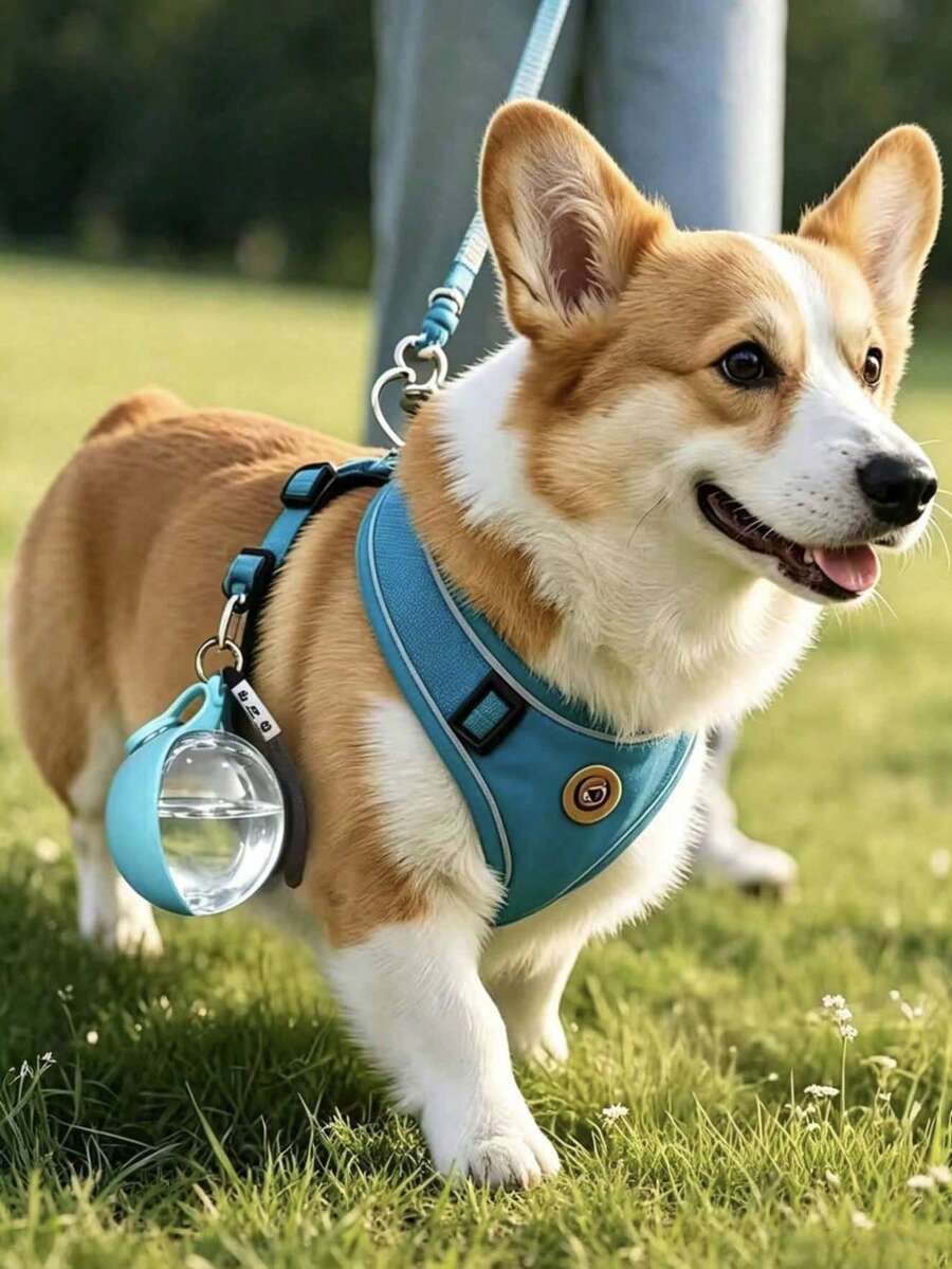 1pc Spherical Portable Water Bottle (With Foldable Drinking Cup), Shock-Proof Hanging Rope Pet Water Bottle, Leak-Proof Sealed, Suitable For Outdoor, Home And Travel. Essential For Dogs In Summer. - Multicolor - View 1