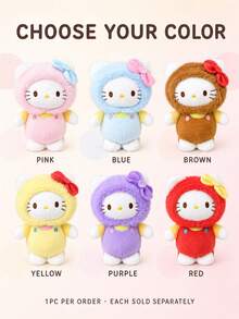 1pc Plush Bag Charm, Cute Fuzzy Hooded Doll Pendant, Soft Polyester Mini Plush For Backpack, Handbag, Car Decor, Desktop Decoration, Healing Cuteness, Girls/Students/Friends Birthday And Holiday Gifts, 5 Colors - Multicolor - View 4