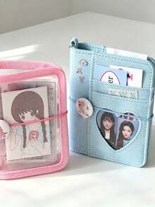 M5 Loose-Leaf Mini Notebook Sticker Storage Album Sticker Collection Book Card Storage Album Pink Blue Denim Heart Loose-Leaf Notebook With Elastic Band Photo Card Collection Album Idol Photo Album - M5 - View 9