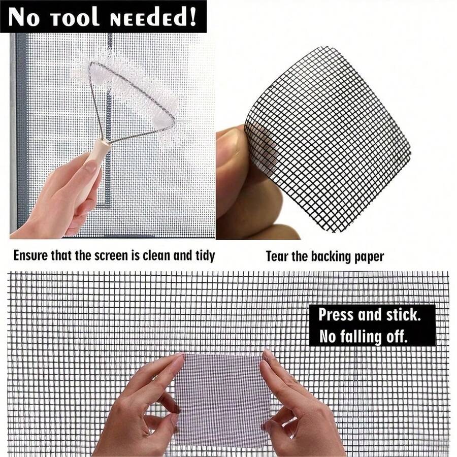 5/10pcs Window Screen Repair Patches, 3-Layer Strong Adhesive Screen Mesh Tape, For Repairing Holes In Windows And Doors, 10pcs, 4in X 4in (10cm X 10cm) - Multi-color - View 1