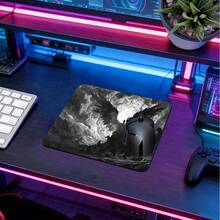 1pc Extra Large Black & White Cloud Sea Wing Silhouette Pattern Mouse Pad, Soft Cloth Keyboard Mat With Anti-Slip Rubber Base And Stitched Edges. Dark Epic Cloud Mist Wing Oil Painting Aesthetic Keyboard Mat With Anti-Slip Rubber Base And Stitched Edges, Suitable For Gaming, Home Office And Study Scenarios. - View 12