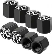 4 PCS Tire Stem Caps, Cute Cow Print Airtight Dust Proof Tire Covers, Corrosion Resistant Aluminum Wheel Stem Caps, Trucks, SUVs (Cow Print) - Cow Print - View 1
