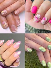 1 pieza Pegatinas de arte de uñas florales, pegatinas de color de uñas talla grande populares, pegatinas de arte de uñas con flores coloridas, pegatinas de decoración con cristales, pegatinas de arte de uñas florales de margarita 3D autoadhesivas lindas, accesorios de arte de uñas con forma de corazón, accesorios de decoración de diseño de uñas para mujeres y niñas - Multicolor - Ver 5