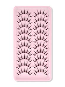 10 Pairs 4-14mm Clear Stem Cartoon Style Natural Clear Minimalist Criss-Cross False Eyelashes, Korean & Japanese Style - Black - View 4