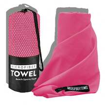 1PC Quick Dry Microfiber Camping Towel With Cylinder Mesh Bag Rose Red Solid Color Super Absorbent Soft Thin Travel Sports Gym Yoga Hiking Beach Towel Multiple Sizes - Rose Red - View 9