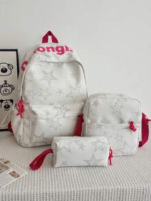 Korean Ins Style Floral Lace Backpack Set, Fresh Student School Bag Combination, Cute Casual 3-Piece Daily Backpack Set - Multicolor - View 25