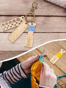 Wooden Stick Gauge Ruler, Wooden Marker Clips, Woven Marker Clips, Number Clips, Keychain, Bag Pendant, Wooden Carved Round Storage, Wooden Woven Needle Gauge And Ruler Set - Precision Craft Tools For Crochet, Size Range 60mm To 1mm, Portable With Measurement Markings, Ideal For DIY Projects And Travel, Suitable For Yarn Crochet, Includes Various Styles Of Knitting Tools, Perfect For Sewing And Knitting Projects, Back To School Gift, Teacher Gift. - Multicolor - View 8