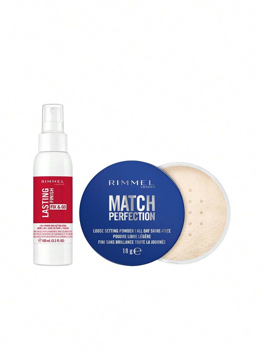 [組合] Lasting Finish Fix & Go 定妝噴霧 100ml + Rimmel Match Perfection 散粉定妝粉 001 透明色 - 持久妝效+001 半透明 - 查看 1
