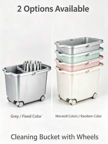 15L Plastic Mop Bucket, Rectangular Mop Tub With Built-In Wringer, Stackable To Save Space, Equipped With 4 Rolling Casters, Random Color Delivery, Portable Household Water Container, Perfect For Daily Mopping In Apartments And Bathrooms. - A - View 5