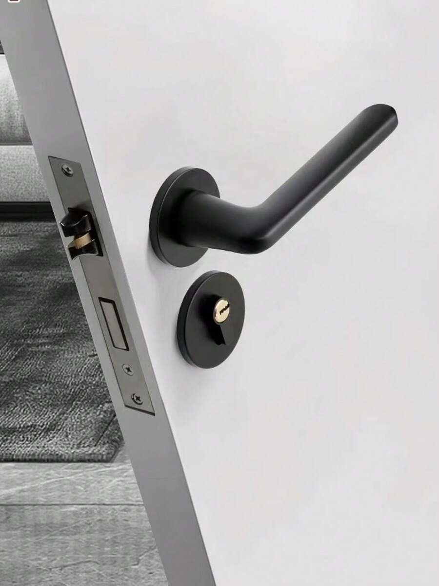 1 Set Split Metal Door Lock With Lock Body And Lock Cylinder Or 2 Handles, 3 Keys, Suitable For Bedroom, Room, Study Interior Door Installation, Easy Installation With Indoor Security - A - View 1