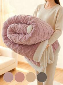 1pc Taffeta Trim Solid Color Plush Blanket, Super Soft Lightweight Comfortable Warm, Easy Care, Home Essential, Home Textile, Multiple Colors Or Sizes Available, Sofa Decoration, Room Decor, Back To School Multi-Purpose Blanket - Multicolor - View 11