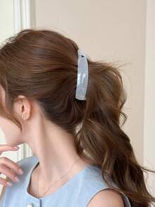 2pcs Women's 9.5cm/3.74in Blue Minimalist Banana Hair Clips, High Ponytail Back Head Hair Twist Clips, Fashionable Versatile, Elegant Simple, Solid Color Hair Clips, Suitable For Daily, Casual, Party, Beach, Vacation, Hairstyle Design, Face/Hair Washing, Makeup, Clothing Accessories, Spring Hair Clips, Summer Hair Clips, Autumn Hair Accessories, Winter Hair Clips - Multicolor - View 4
