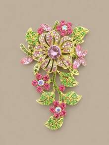 1pc Women's Floral Brooch, Luxury Palace Style Crystal Vintage Elegant Corsage, Fashionable Versatile Anti-Glare Pin, Perfect Gift - Multicolor - View 13