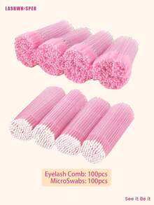 唇刷棒 無lint 唇彩與口紅塗抹器，適合化妝使用，50/100/200/400/600/800/1000支 - 粉色 - 查看 24
