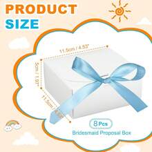 16pcs White Gift Boxes With Blue Ribbon, 7.8x10.6x3.5 Inch Foldable Bridal Party Favor Boxes, Suitable For Bridesmaid Invitation, Wedding, Birthday Gift, Baby Shower, Party, Valentine's Day Gift, Packaging, Birthday, DIY, Cosmetic Storage, Graduation Gift, Back To School Gift Packaging, Wedding Party Decoration - White and Blue Strap - View 15