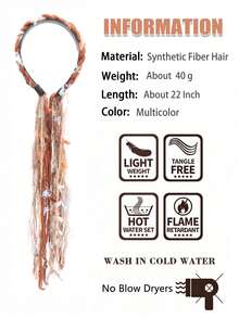 Plush Marrone Color Long Tassel Ribbon Braided Headband, Bohemian Style Hair Accessory Wig - Color - View 7